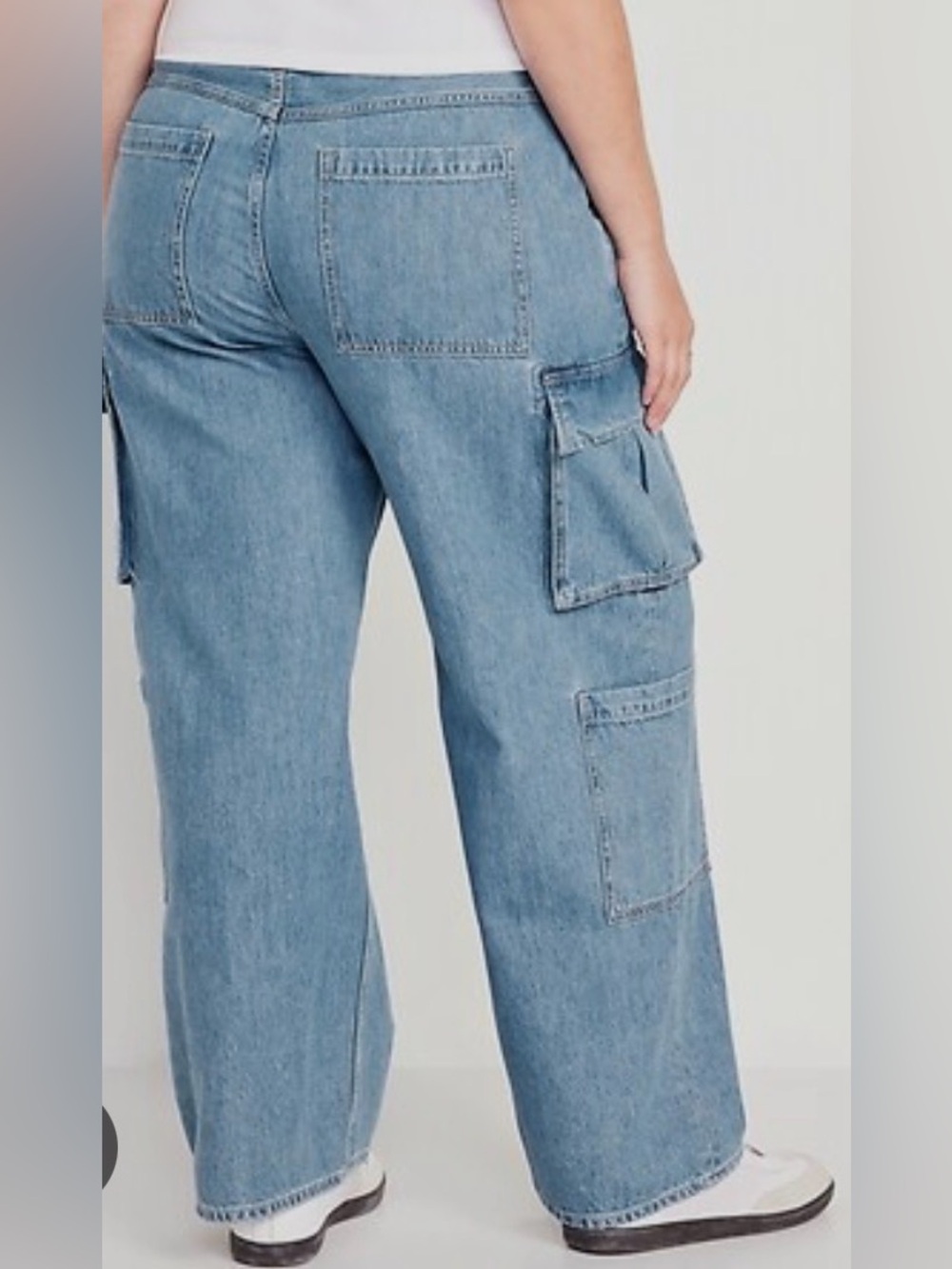 Old Navy Light Wash Cargo mid rise extra baggy jeans  - Blue